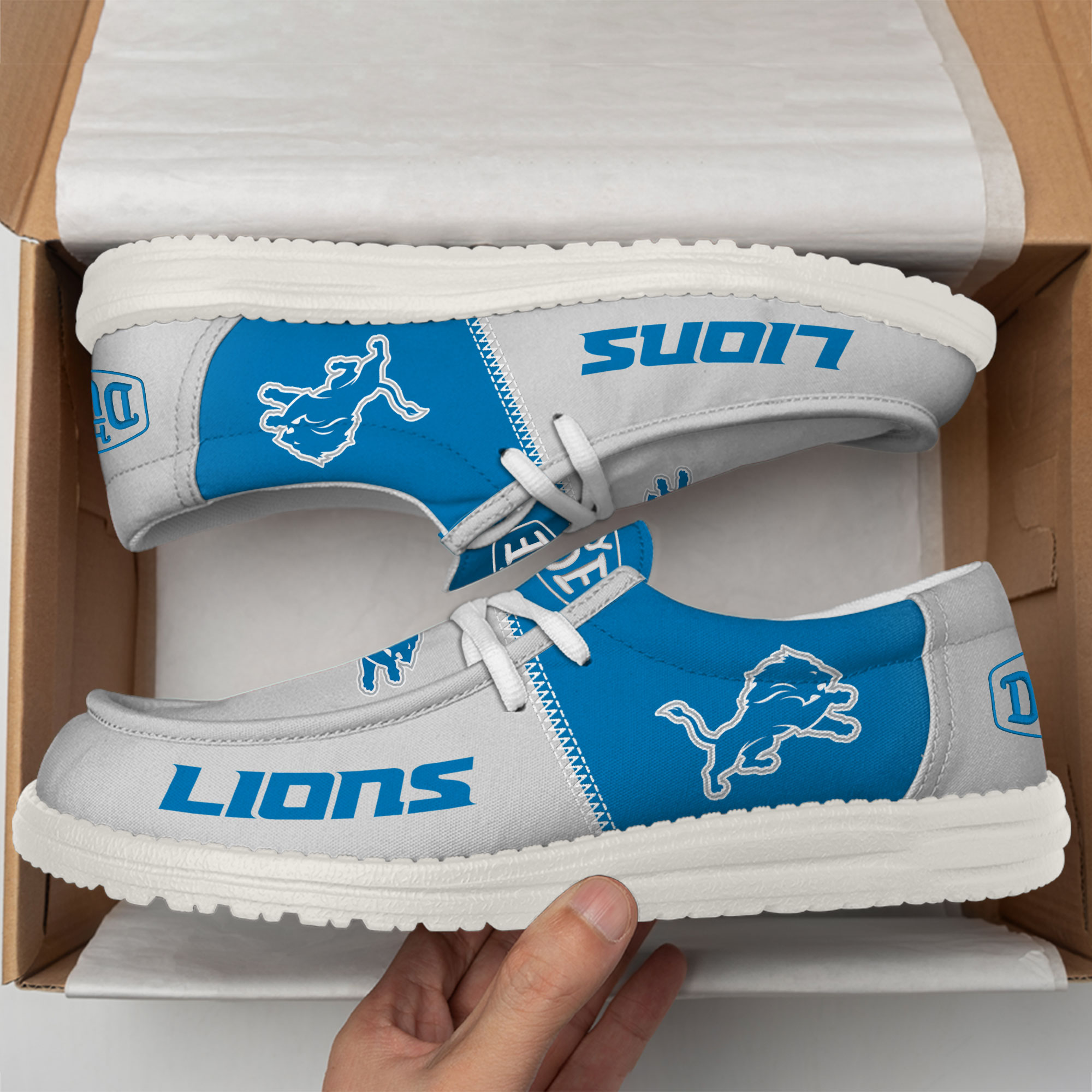 Detroit Lions Football Hey Dude Canvas Loafer Shoes HDS01 - Famjoys Detroit Lions Football Hey Dude Canvas Loafer Shoes HDS01 - Famjoys