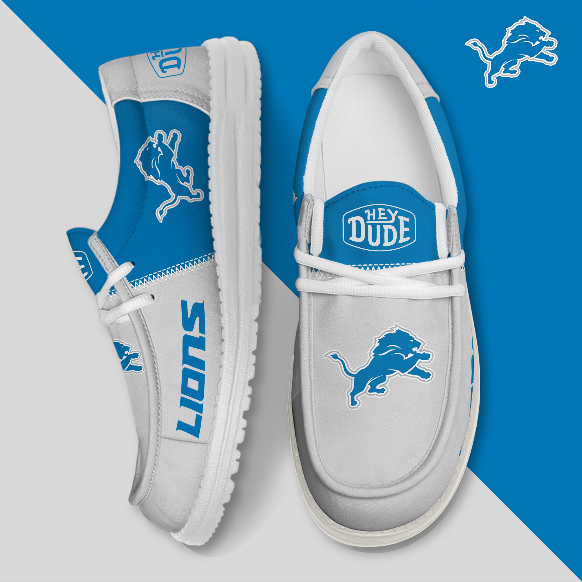 Detroit Lions Football Hey Dude Canvas Loafer Shoes HDS01 - Famjoys Detroit Lions Football Hey Dude Canvas Loafer Shoes HDS01 - Famjoys