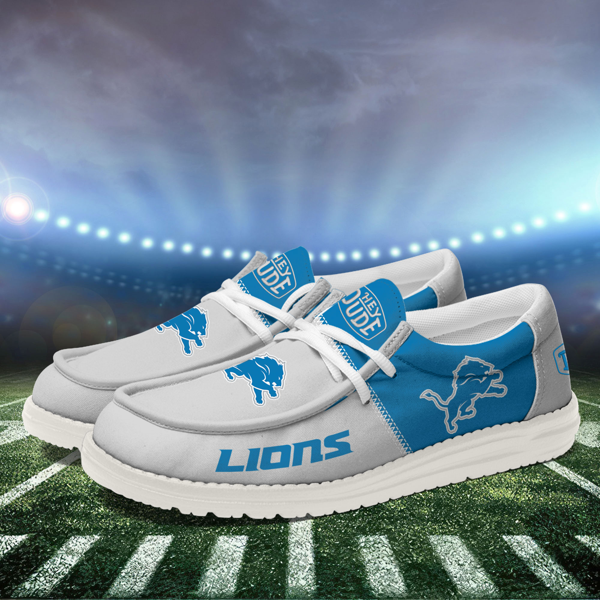 Detroit Lions Football Hey Dude Canvas Loafer Shoes HDS01 - Famjoys Detroit Lions Football Hey Dude Canvas Loafer Shoes HDS01 - Famjoys