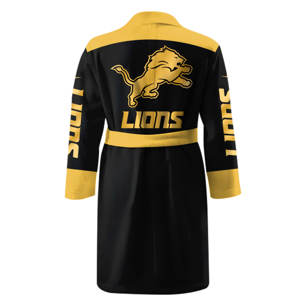 Detroit Lions Gold Bathrobe Luxurious Comfort Meets Sporty Style - Famjoys Detroit Lions Gold Bathrobe Luxurious Comfort Meets Sporty Style - Famjoys