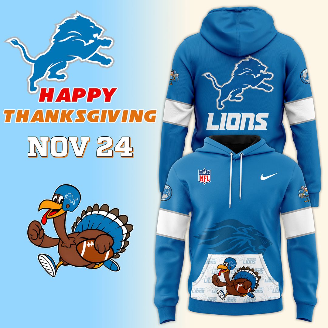 Detroit Lions Happy Thanksgiving Day Hoodie - Famjoys Detroit Lions Happy Thanksgiving Day Hoodie - Famjoys