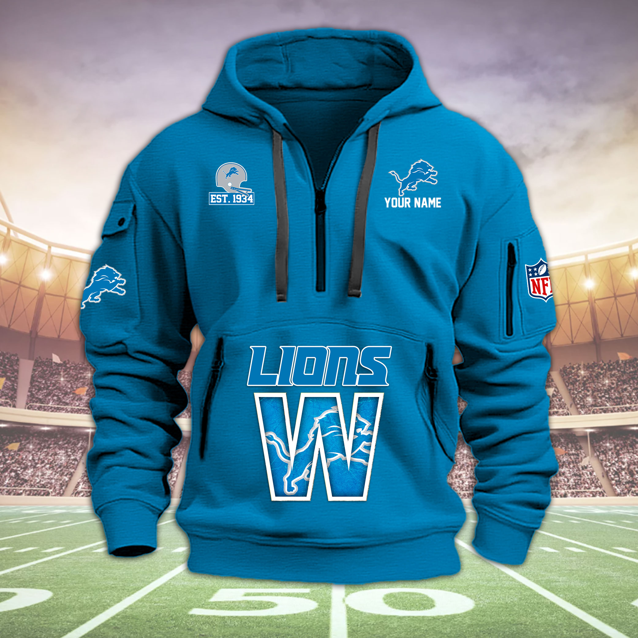 Detroit Lions Heavy Hoodie - Famjoys Detroit Lions Heavy Hoodie - Famjoys