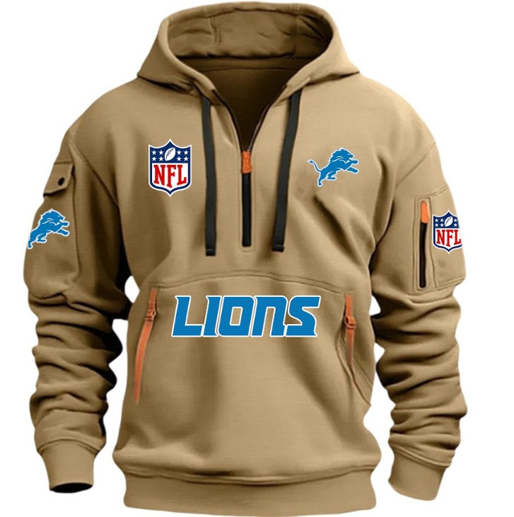 Detroit Lions - HOODIE HALF ZIPPER - QTA405111343 - Famjoys Detroit Lions - HOODIE HALF ZIPPER - QTA405111343 - Famjoys