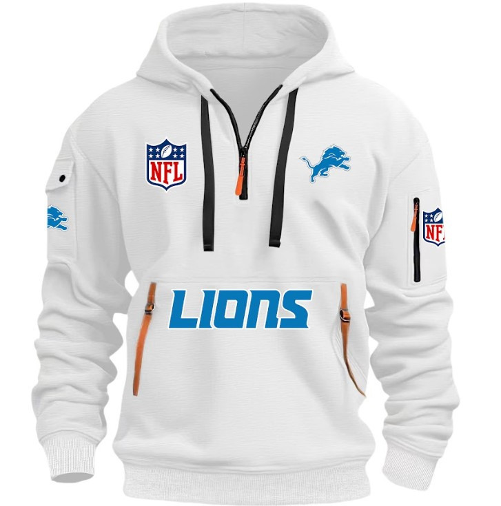 Detroit Lions - HOODIE HALF ZIPPER - QTA405111343 - Famjoys Detroit Lions - HOODIE HALF ZIPPER - QTA405111343 - Famjoys