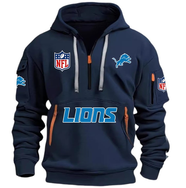 Detroit Lions - HOODIE HALF ZIPPER - QTA405111343 - Famjoys Detroit Lions - HOODIE HALF ZIPPER - QTA405111343 - Famjoys