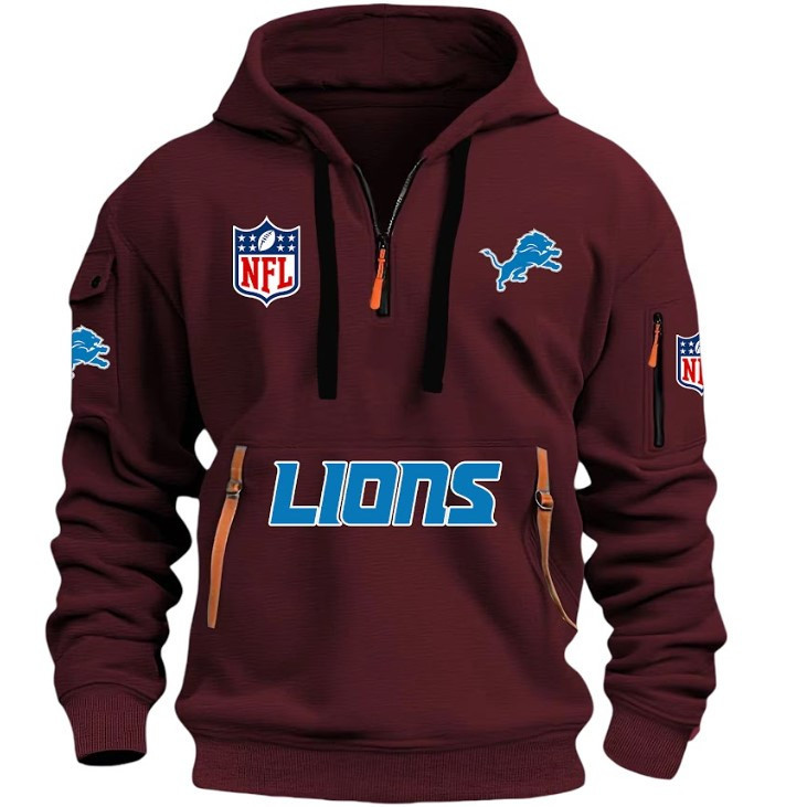 Detroit Lions - HOODIE HALF ZIPPER - QTA405111343 - Famjoys Detroit Lions - HOODIE HALF ZIPPER - QTA405111343 - Famjoys