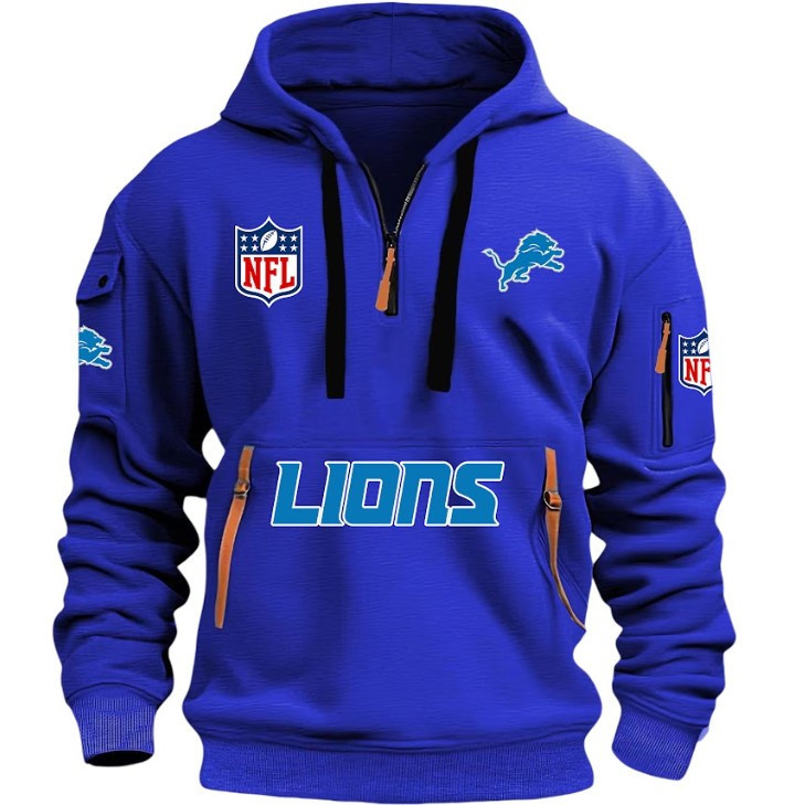 Detroit Lions - HOODIE HALF ZIPPER - QTA405111343 - Famjoys Detroit Lions - HOODIE HALF ZIPPER - QTA405111343 - Famjoys