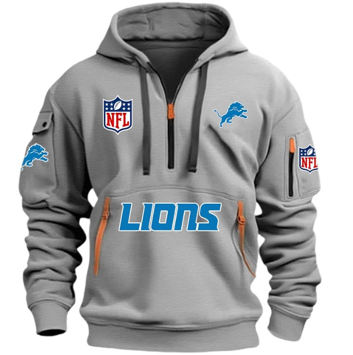 Detroit Lions - HOODIE HALF ZIPPER - QTA405111343 - Famjoys Detroit Lions - HOODIE HALF ZIPPER - QTA405111343 - Famjoys