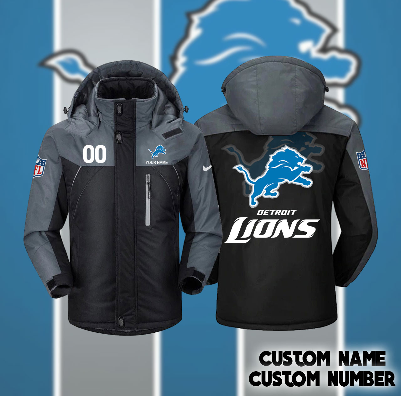 Detroit Lions Interchange Jacket Personalized - Famjoys Detroit Lions Interchange Jacket Personalized - Famjoys