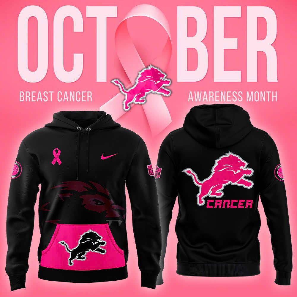 Detroit Lions Men's and Women's Breast Cancer Awareness Crucial Catch Fanfare Hoodie – Black Pink - Famjoys Detroit Lions Men's and Women's Breast Cancer Awareness Crucial Catch Fanfare Hoodie – Black Pink - Famjoys