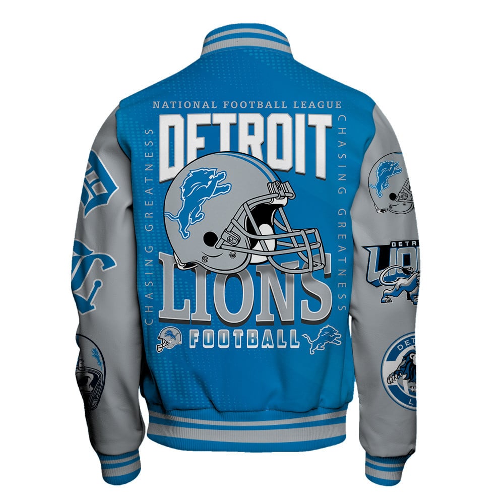 Detroit Lions National Football Conference Unisex Varsity Jacket V3 - Famjoys Detroit Lions National Football Conference Unisex Varsity Jacket V3 - Famjoys