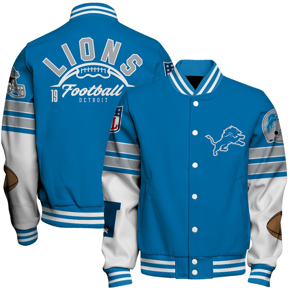 Detroit Lions National Football League Feel The Power Unisex Varsity Jacket - Famjoys Detroit Lions National Football League Feel The Power Unisex Varsity Jacket - Famjoys