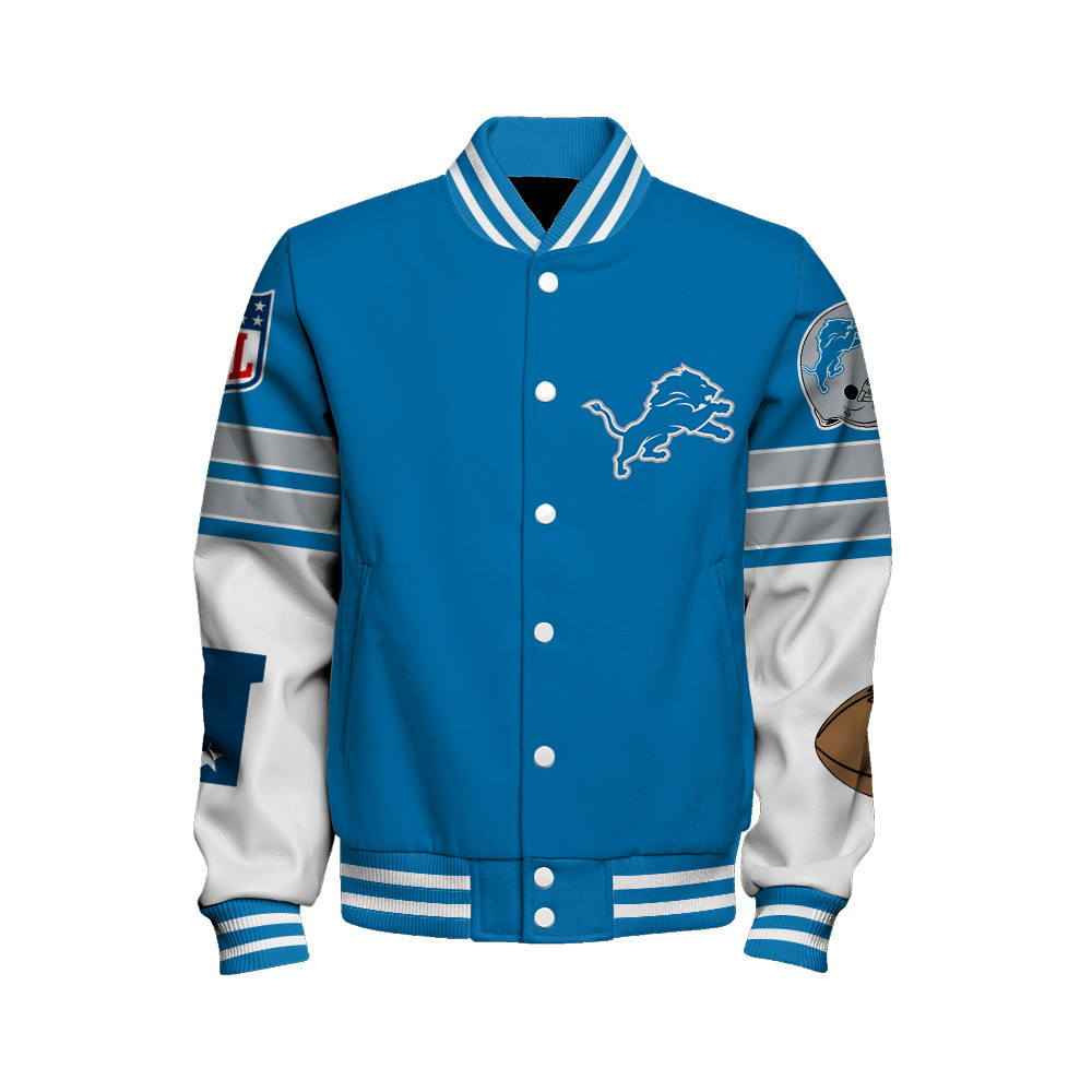 Detroit Lions National Football League Feel The Power Unisex Varsity Jacket - Famjoys Detroit Lions National Football League Feel The Power Unisex Varsity Jacket - Famjoys