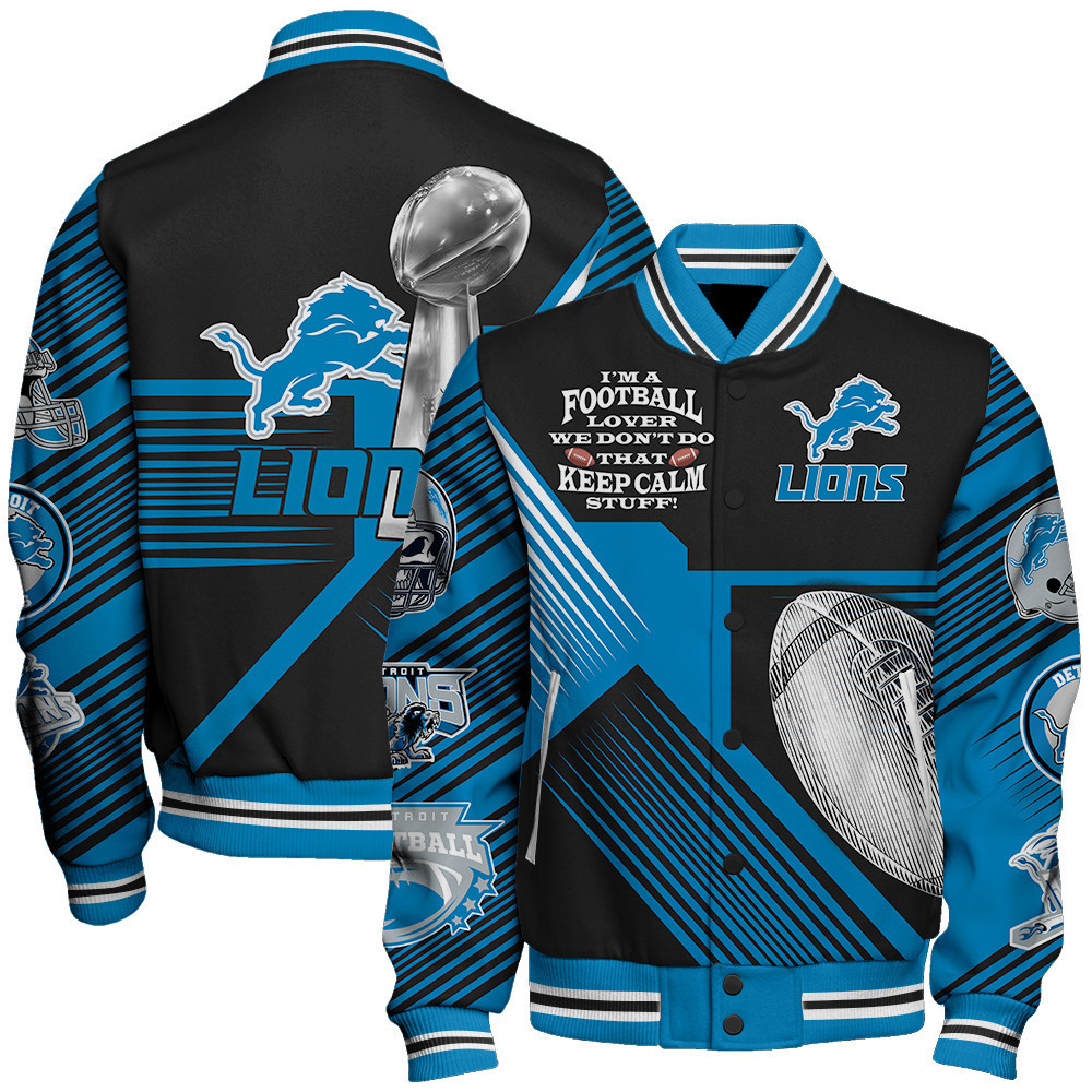 Detroit Lions National Football League Varsity Jacket STM V2 - Famjoys Detroit Lions National Football League Varsity Jacket STM V2 - Famjoys