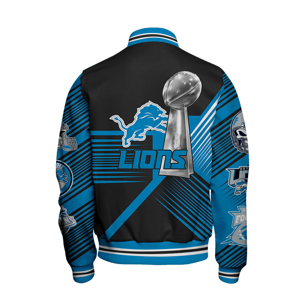 Detroit Lions National Football League Varsity Jacket STM V2 - Famjoys Detroit Lions National Football League Varsity Jacket STM V2 - Famjoys