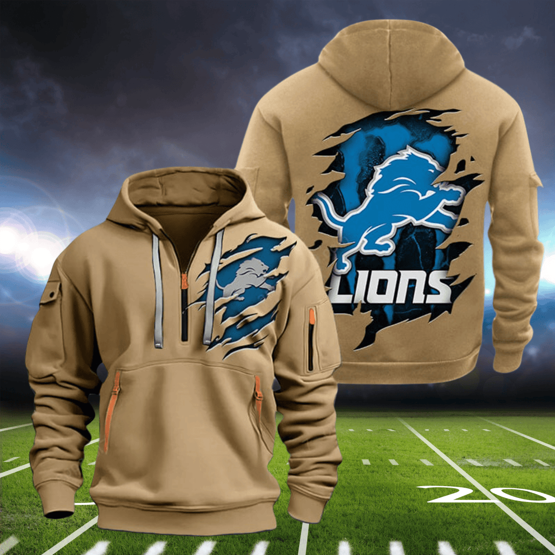 Detroit Lions New Personalized Quarter Zip Hoodie AZBTQZH000093 - Famjoys Detroit Lions New Personalized Quarter Zip Hoodie AZBTQZH000093 - Famjoys