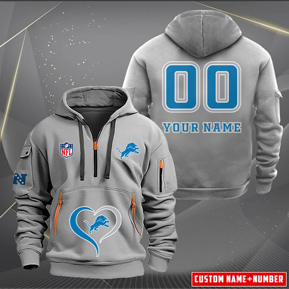 Detroit Lions New Personalized Quarter Zip Hoodie AZBTQZH000149 - Famjoys Detroit Lions New Personalized Quarter Zip Hoodie AZBTQZH000149 - Famjoys