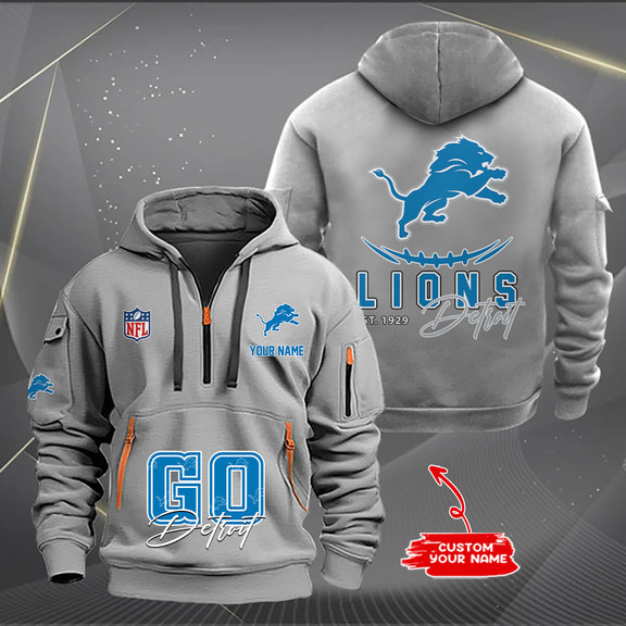 Detroit Lions New Personalized Quarter Zip Hoodie AZBTQZH000160 - Famjoys Detroit Lions New Personalized Quarter Zip Hoodie AZBTQZH000160 - Famjoys
