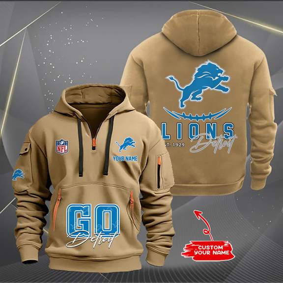 Detroit Lions New Personalized Quarter Zip Hoodie AZBTQZH000160 - Famjoys Detroit Lions New Personalized Quarter Zip Hoodie AZBTQZH000160 - Famjoys