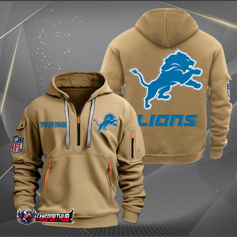 Detroit Lions New Personalized Quarter Zip Hoodie AZBTQZH000224 - Famjoys Detroit Lions New Personalized Quarter Zip Hoodie AZBTQZH000224 - Famjoys