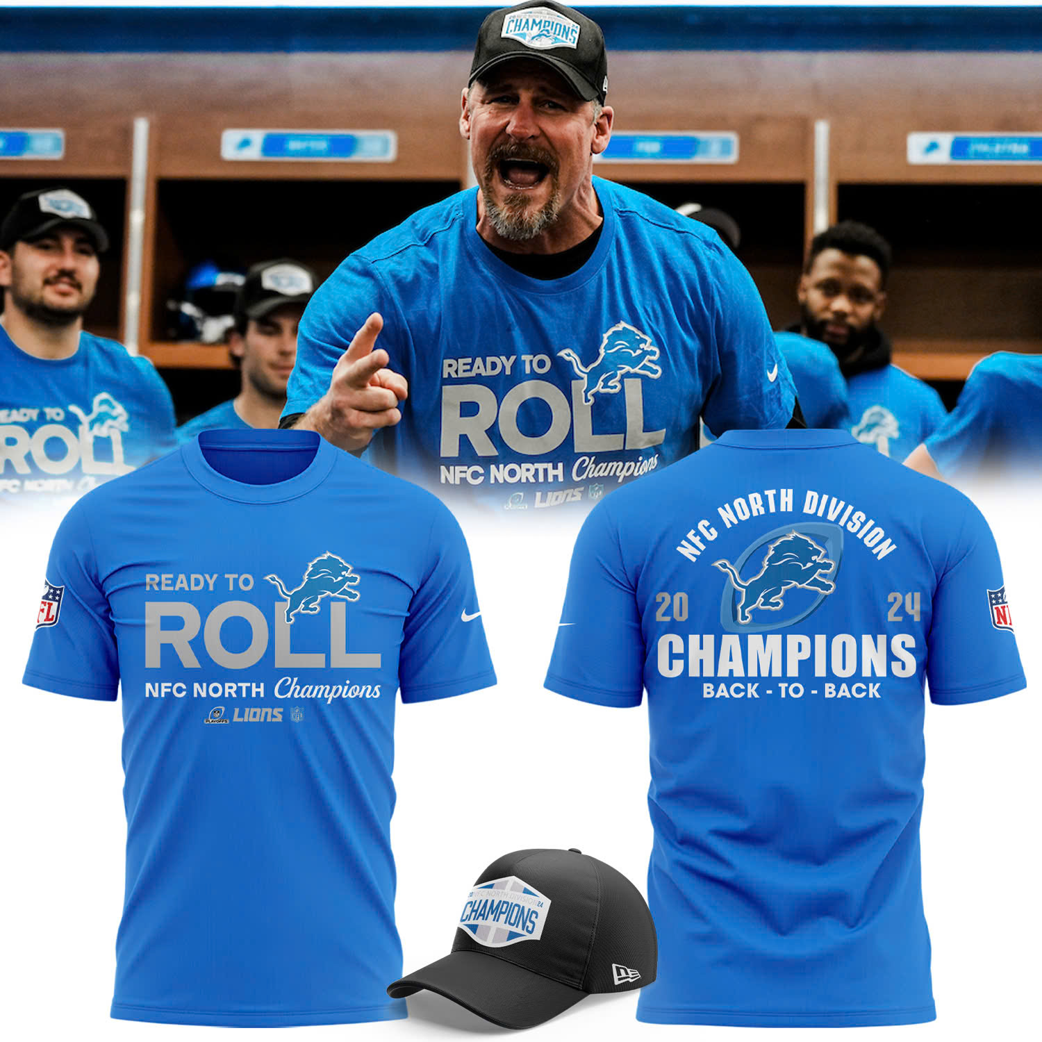 Detroit Lions NFC North Champions Tshirt - Famjoys Detroit Lions NFC North Champions Tshirt - Famjoys