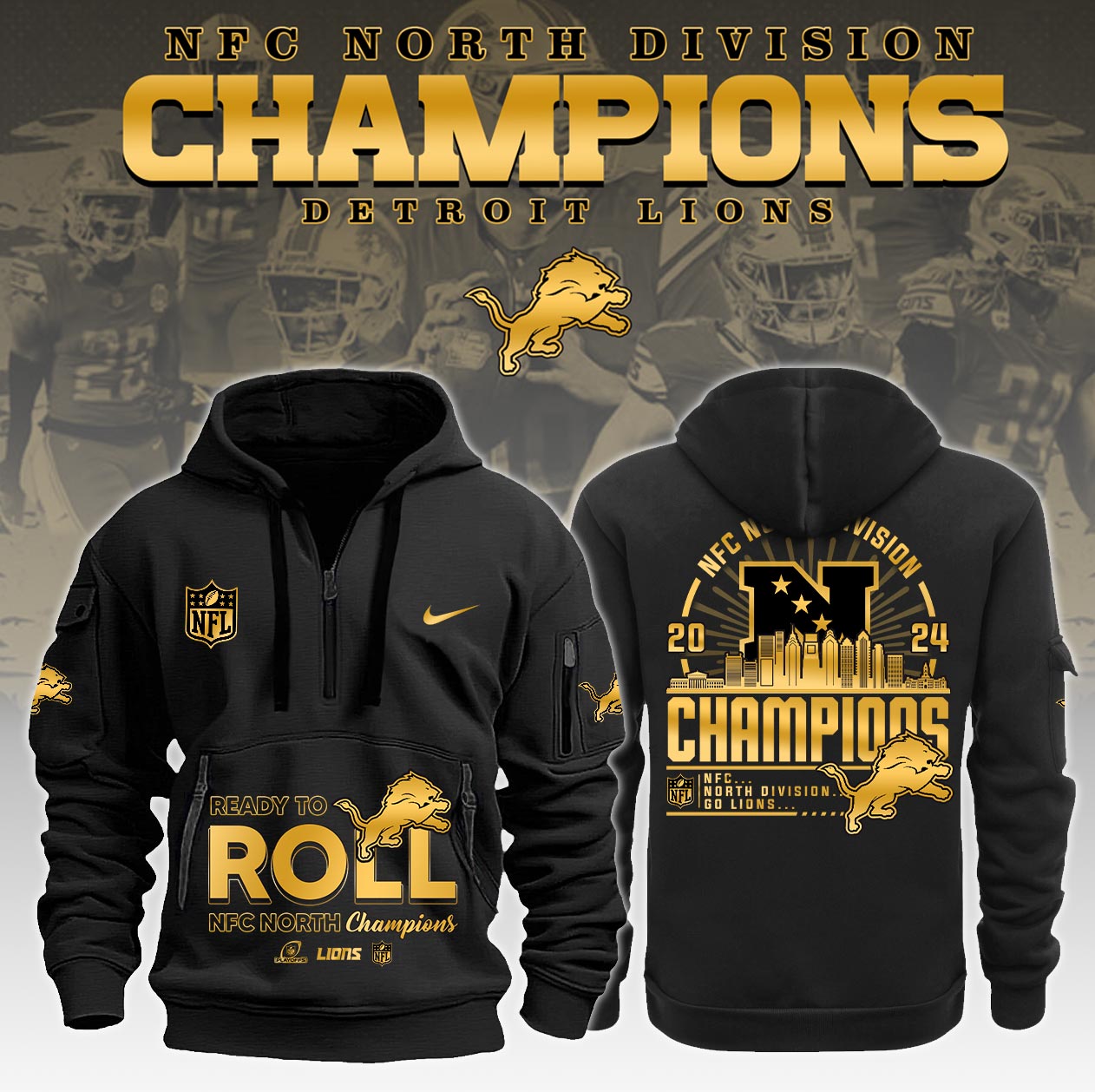 Detroit Lions NFC North Division Champions New Hoodie 2025 - Famjoys Detroit Lions NFC North Division Champions New Hoodie 2025 - Famjoys
