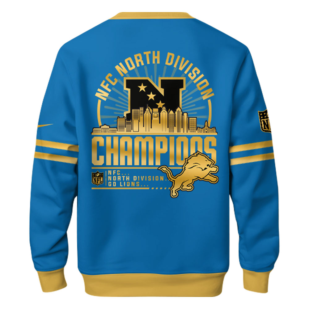 Detroit Lions NFC North Division Champions Sweatshirt 2025 v2 - Famjoys Detroit Lions NFC North Division Champions Sweatshirt 2025 v2 - Famjoys