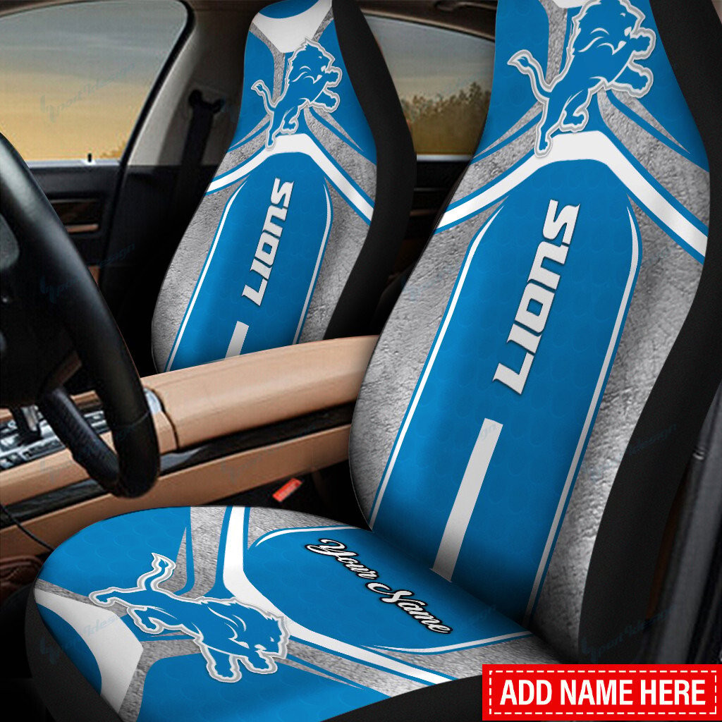 Detroit Lions Personalized Car Seat Covers BG250 - Famjoys Detroit Lions Personalized Car Seat Covers BG250 - Famjoys