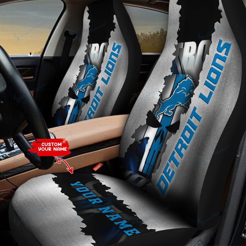 Detroit Lions Personalized Car Seat Covers BG314 - Famjoys Detroit Lions Personalized Car Seat Covers BG314 - Famjoys