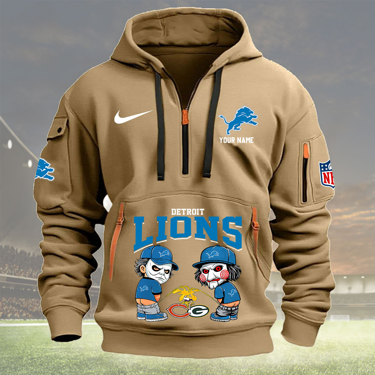 Detroit Lions Personalized Quarter Zip Hoodie New Collection AZBTQZH000285 - Famjoys Detroit Lions Personalized Quarter Zip Hoodie New Collection AZBTQZH000285 - Famjoys