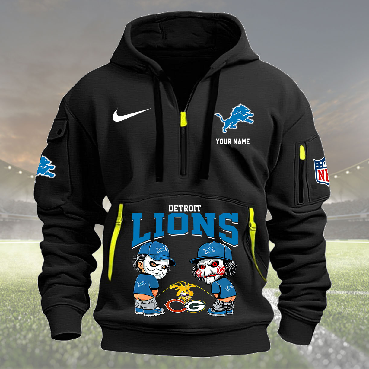 Detroit Lions Personalized Quarter Zip Hoodie New Collection AZBTQZH000285 - Famjoys Detroit Lions Personalized Quarter Zip Hoodie New Collection AZBTQZH000285 - Famjoys