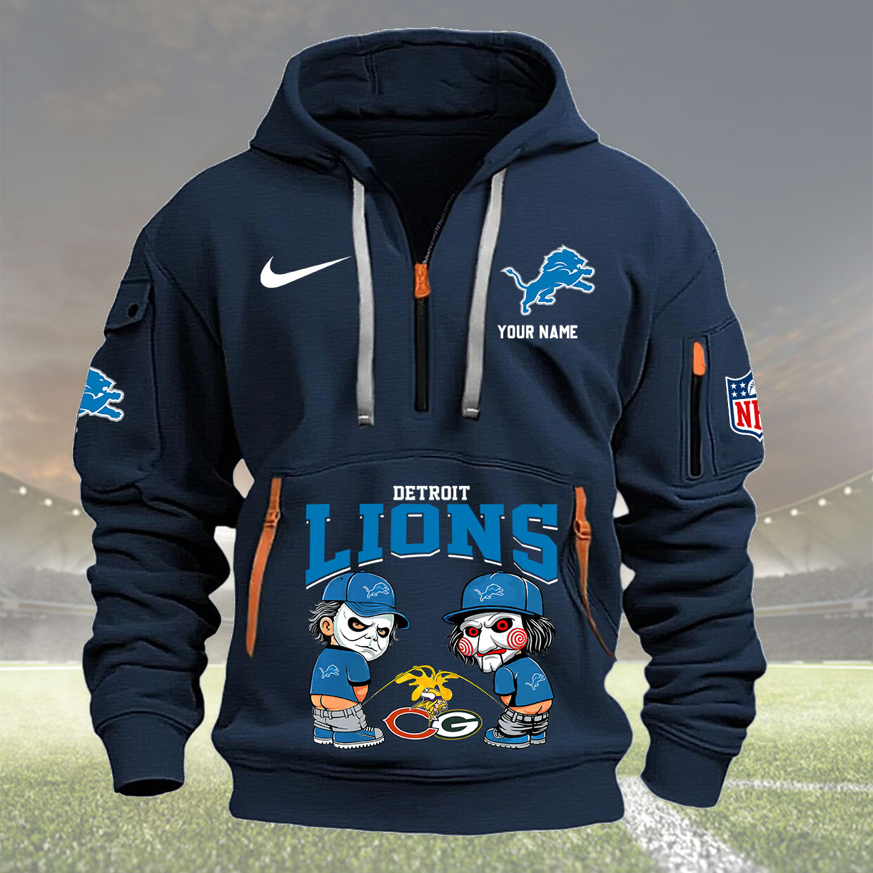 Detroit Lions Personalized Quarter Zip Hoodie New Collection AZBTQZH000285 - Famjoys Detroit Lions Personalized Quarter Zip Hoodie New Collection AZBTQZH000285 - Famjoys