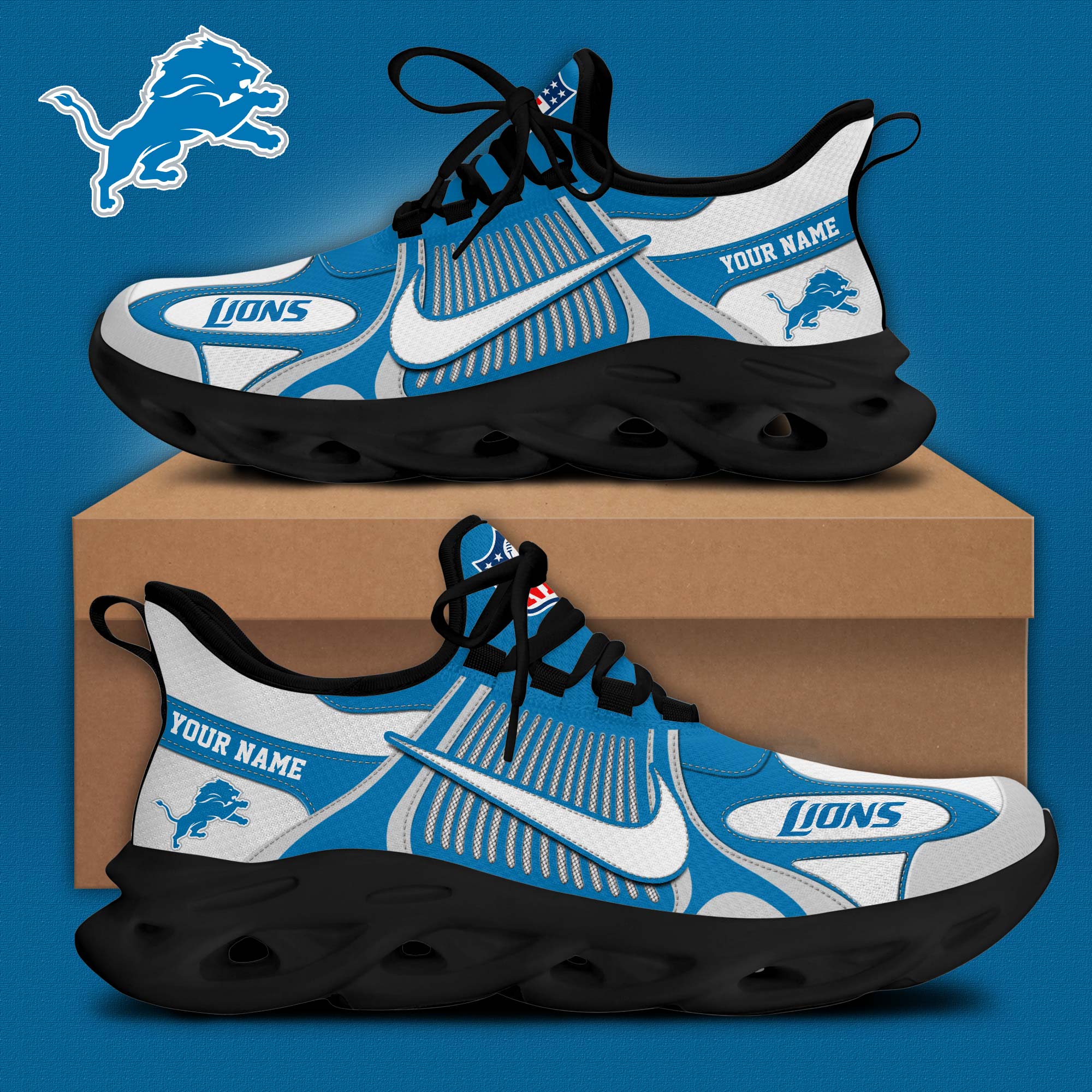 Detroit Lions Personalized Shoes - Famjoys Detroit Lions Personalized Shoes - Famjoys