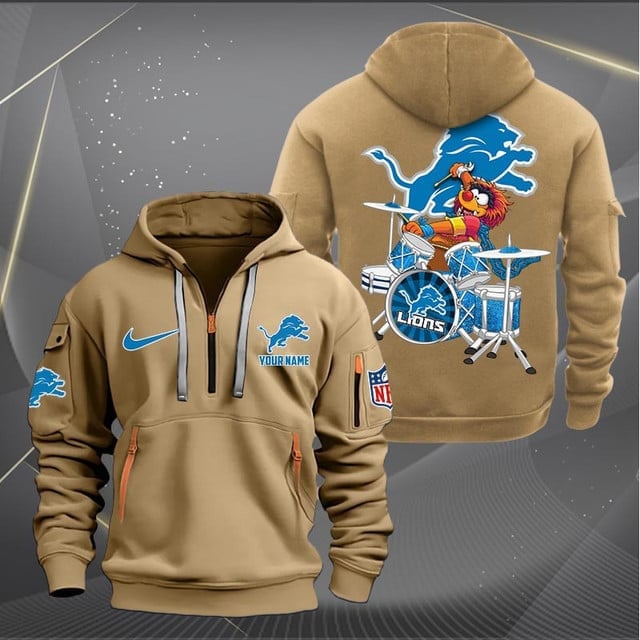 Detroit Lions Premium Personalized Quarter Zip Hoodie AZBTCQZH000011 - Famjoys Detroit Lions Premium Personalized Quarter Zip Hoodie AZBTCQZH000011 - Famjoys