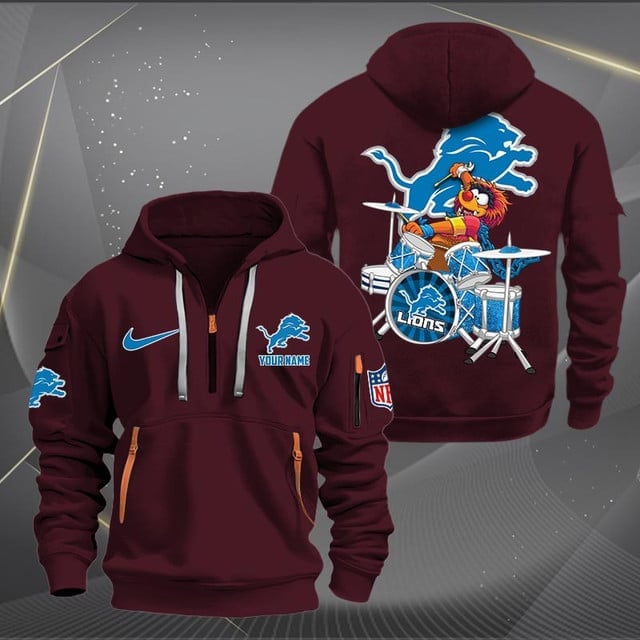 Detroit Lions Premium Personalized Quarter Zip Hoodie AZBTCQZH000011 - Famjoys Detroit Lions Premium Personalized Quarter Zip Hoodie AZBTCQZH000011 - Famjoys