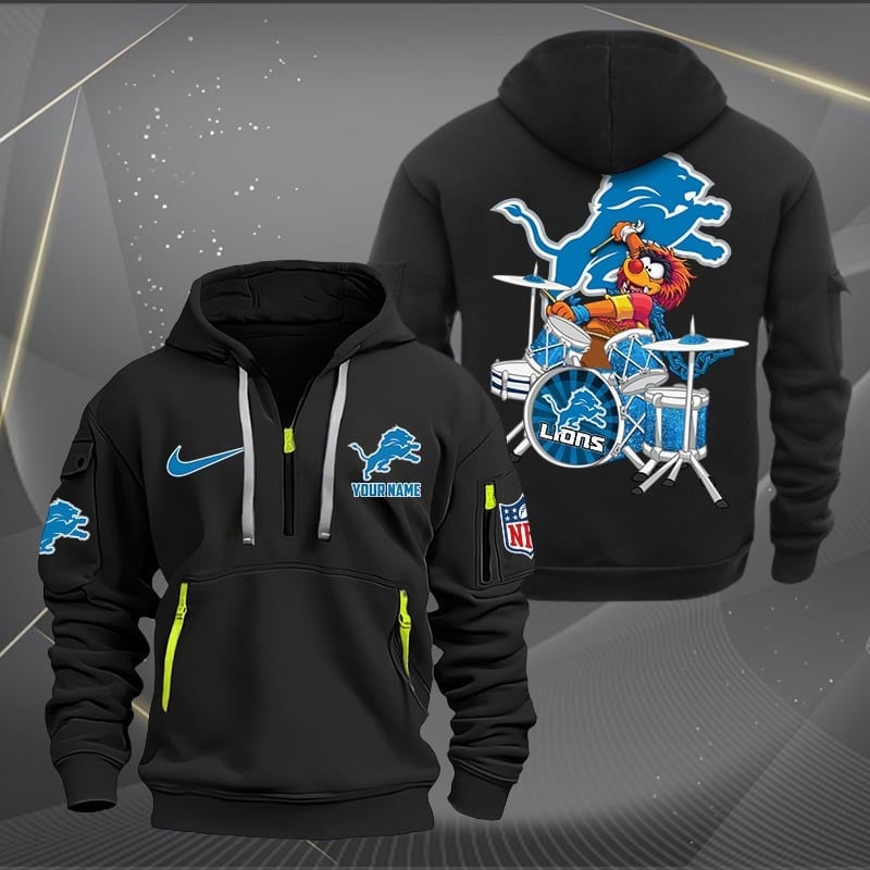 Detroit Lions Premium Personalized Quarter Zip Hoodie AZBTCQZH000011 - Famjoys Detroit Lions Premium Personalized Quarter Zip Hoodie AZBTCQZH000011 - Famjoys