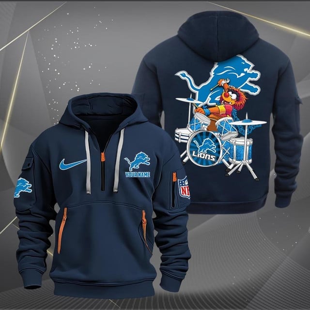 Detroit Lions Premium Personalized Quarter Zip Hoodie AZBTCQZH000011 - Famjoys Detroit Lions Premium Personalized Quarter Zip Hoodie AZBTCQZH000011 - Famjoys
