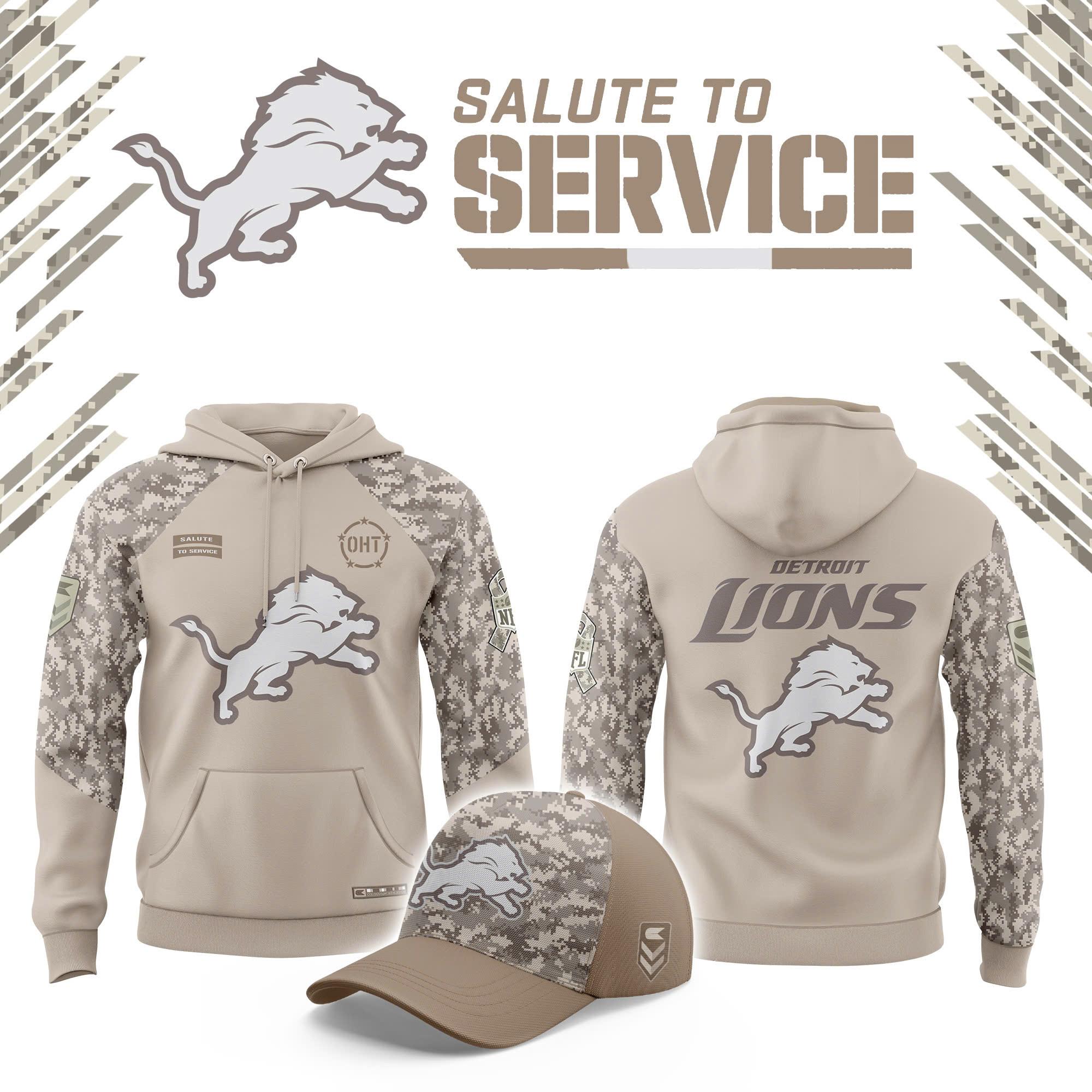 Detroit Lions Salute to Service Club Fleece Edition Hoodie - Famjoys Detroit Lions Salute to Service Club Fleece Edition Hoodie - Famjoys