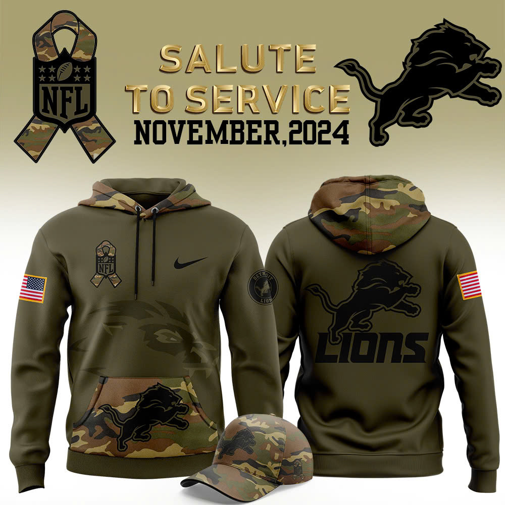 Detroit Lions Salute to Service Club Fleece Edition Hoodie - Famjoys Detroit Lions Salute to Service Club Fleece Edition Hoodie - Famjoys