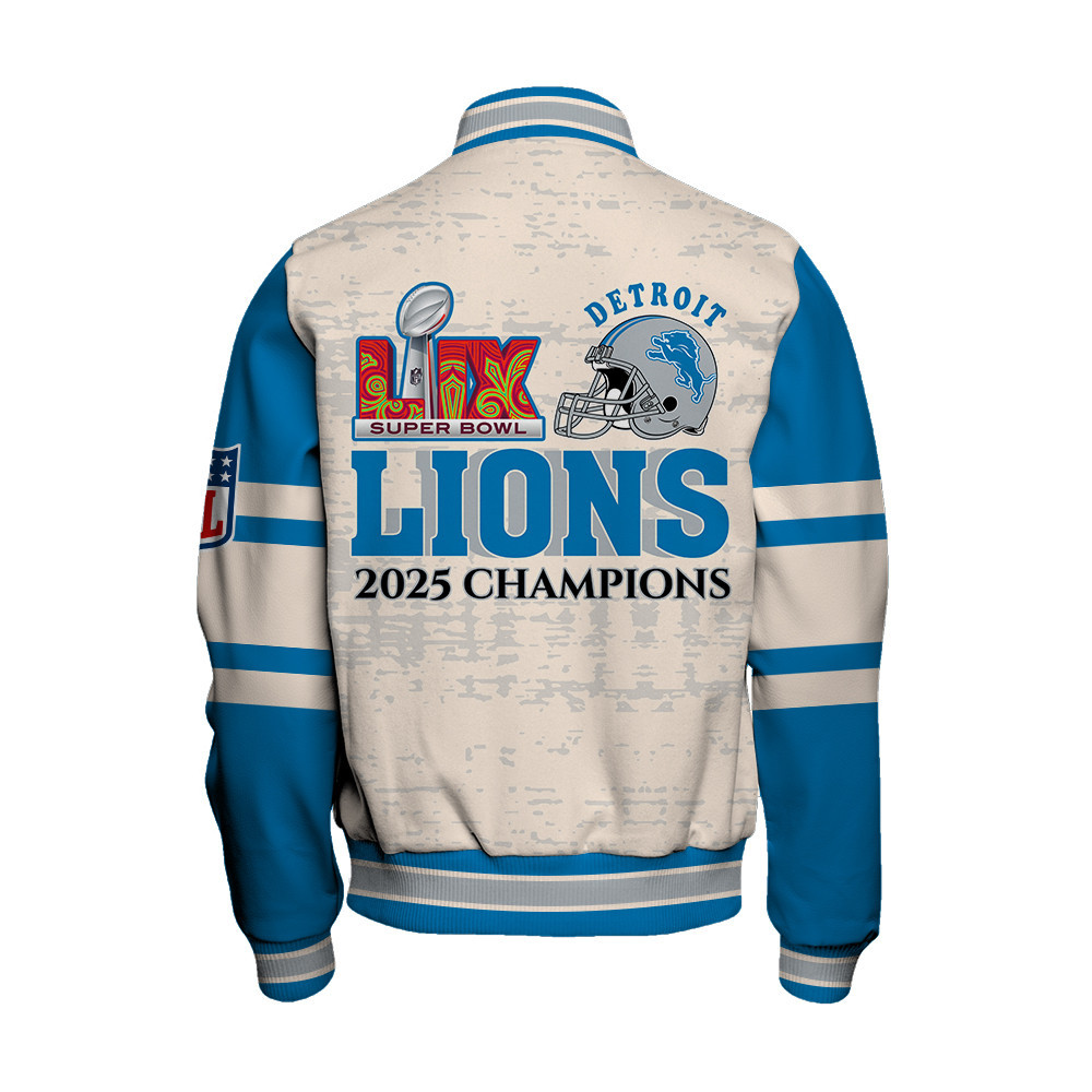 Detroit Lions Super Bowl 2025 Wear The Legacy Varsity Jacket - Famjoys Detroit Lions Super Bowl 2025 Wear The Legacy Varsity Jacket - Famjoys
