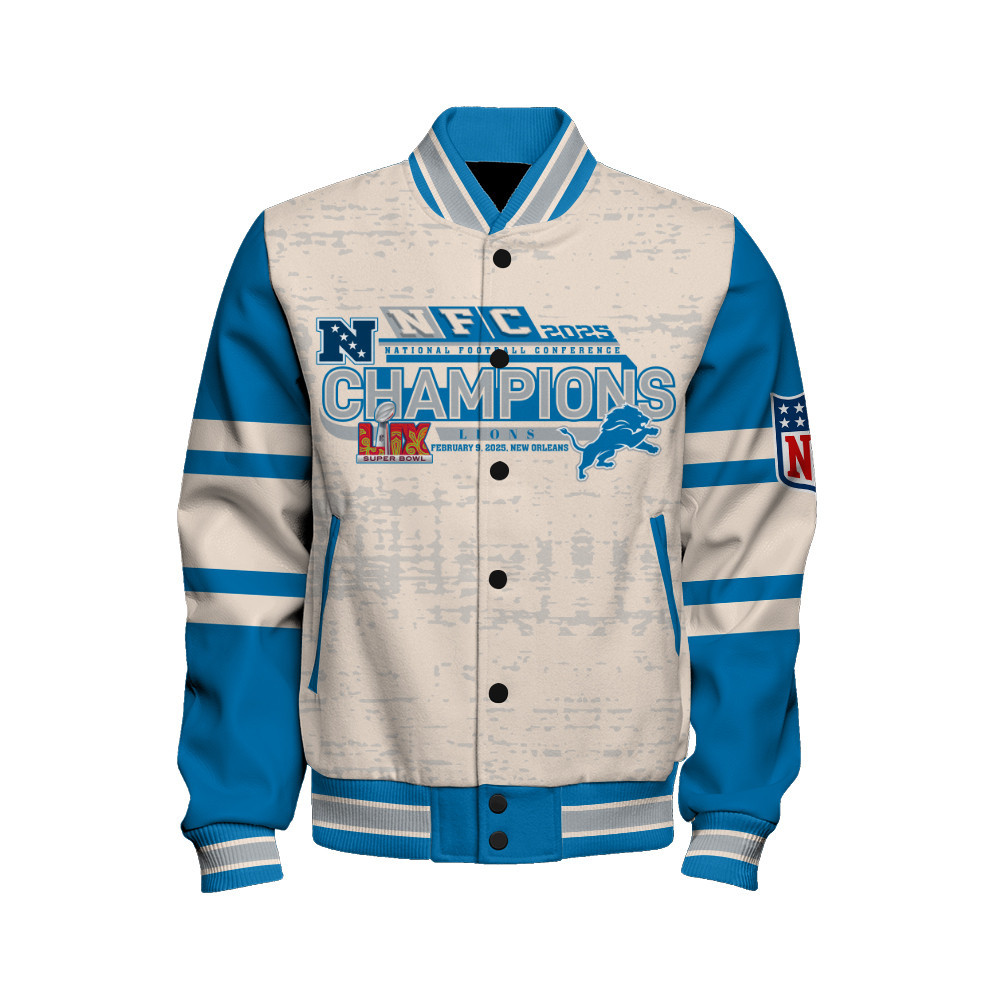Detroit Lions Super Bowl 2025 Wear The Legacy Varsity Jacket - Famjoys Detroit Lions Super Bowl 2025 Wear The Legacy Varsity Jacket - Famjoys