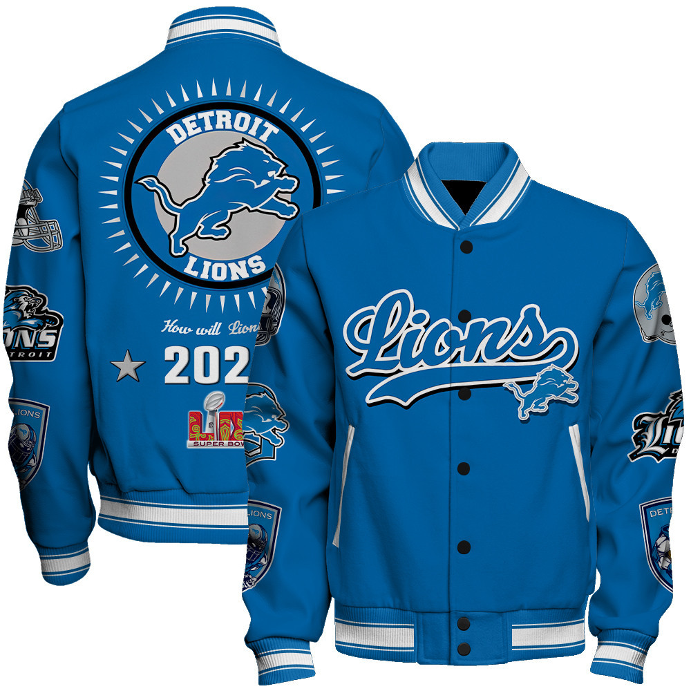 Detroit Lions Super Bowl LIX Celebrate The Champions Varsity Jacket - Famjoys Detroit Lions Super Bowl LIX Celebrate The Champions Varsity Jacket - Famjoys