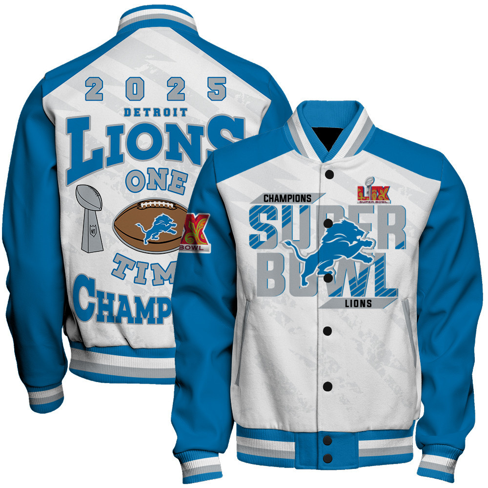 Detroit Lions Super Bowl LIX Champions The King Of The Field Varsity Jacket - Famjoys Detroit Lions Super Bowl LIX Champions The King Of The Field Varsity Jacket - Famjoys