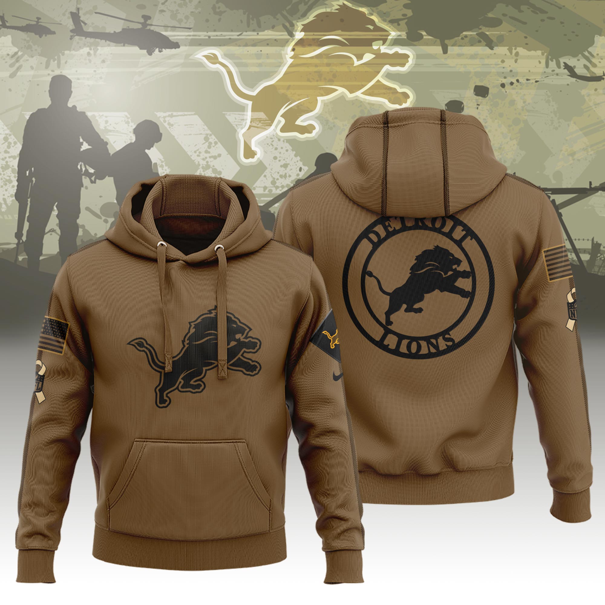 Detroit Lions Veterans Hoodie - Famjoys Detroit Lions Veterans Hoodie - Famjoys