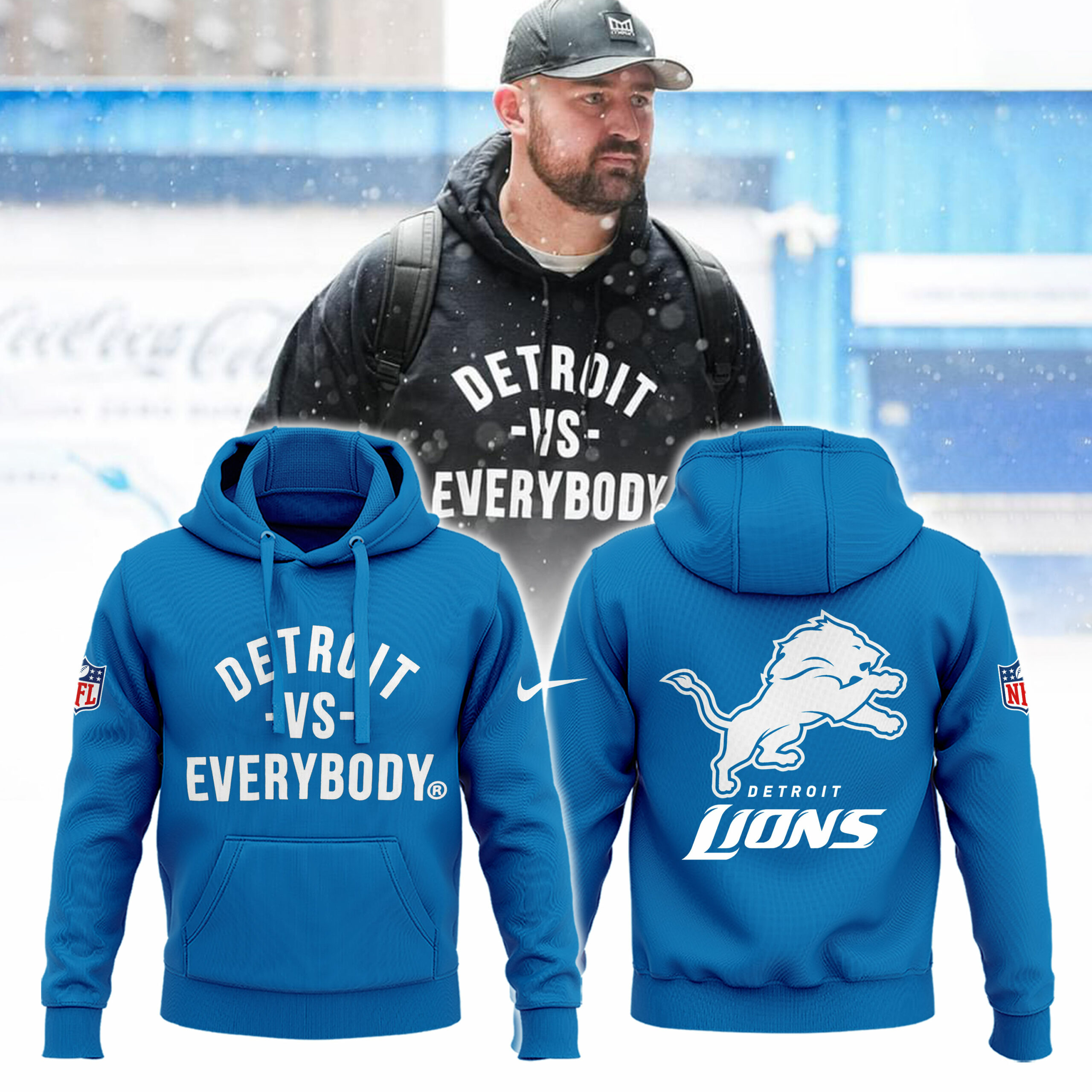 Detroit Lions VS Everybody Hoodie - Famjoys Detroit Lions VS Everybody Hoodie - Famjoys