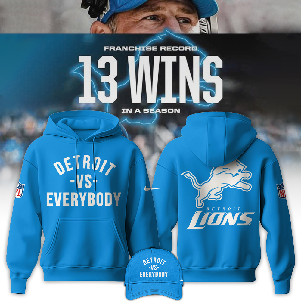 Detroit Lions vs Everybody Hoodie - Famjoys Detroit Lions vs Everybody Hoodie - Famjoys