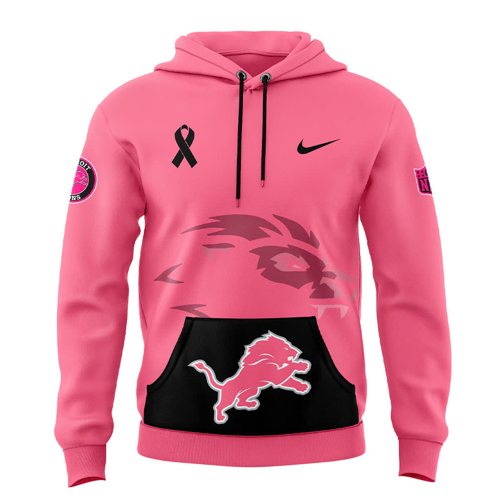 Detroit Lions WoBreast Cancer Awareness Crucial Catch Fanfare Hoodie – Pink - Famjoys Detroit Lions WoBreast Cancer Awareness Crucial Catch Fanfare Hoodie – Pink - Famjoys