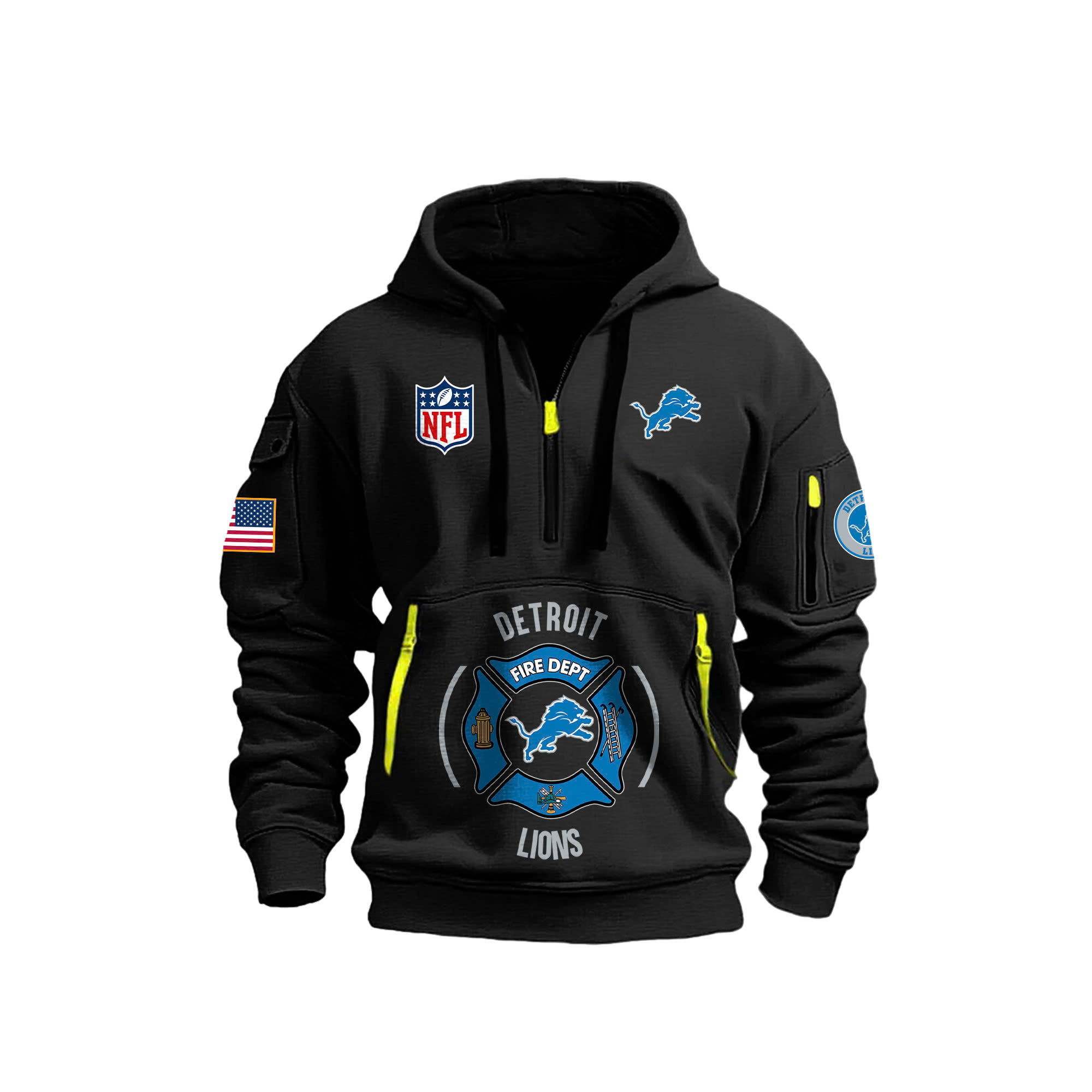 Detroit Lions x Firefighter Appreciation Night Premium Hoodie - Famjoys Detroit Lions x Firefighter Appreciation Night Premium Hoodie - Famjoys