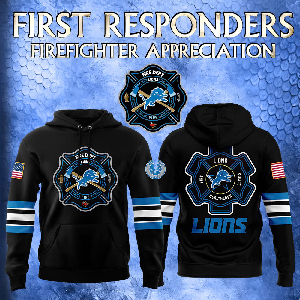 Detroit Lions x Firefighter Appreciation Night Premium Pullover Hoodie - Famjoys Detroit Lions x Firefighter Appreciation Night Premium Pullover Hoodie - Famjoys