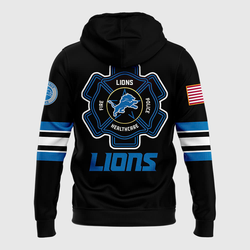 Detroit Lions x Firefighter Appreciation Night Premium Pullover Hoodie - Famjoys Detroit Lions x Firefighter Appreciation Night Premium Pullover Hoodie - Famjoys